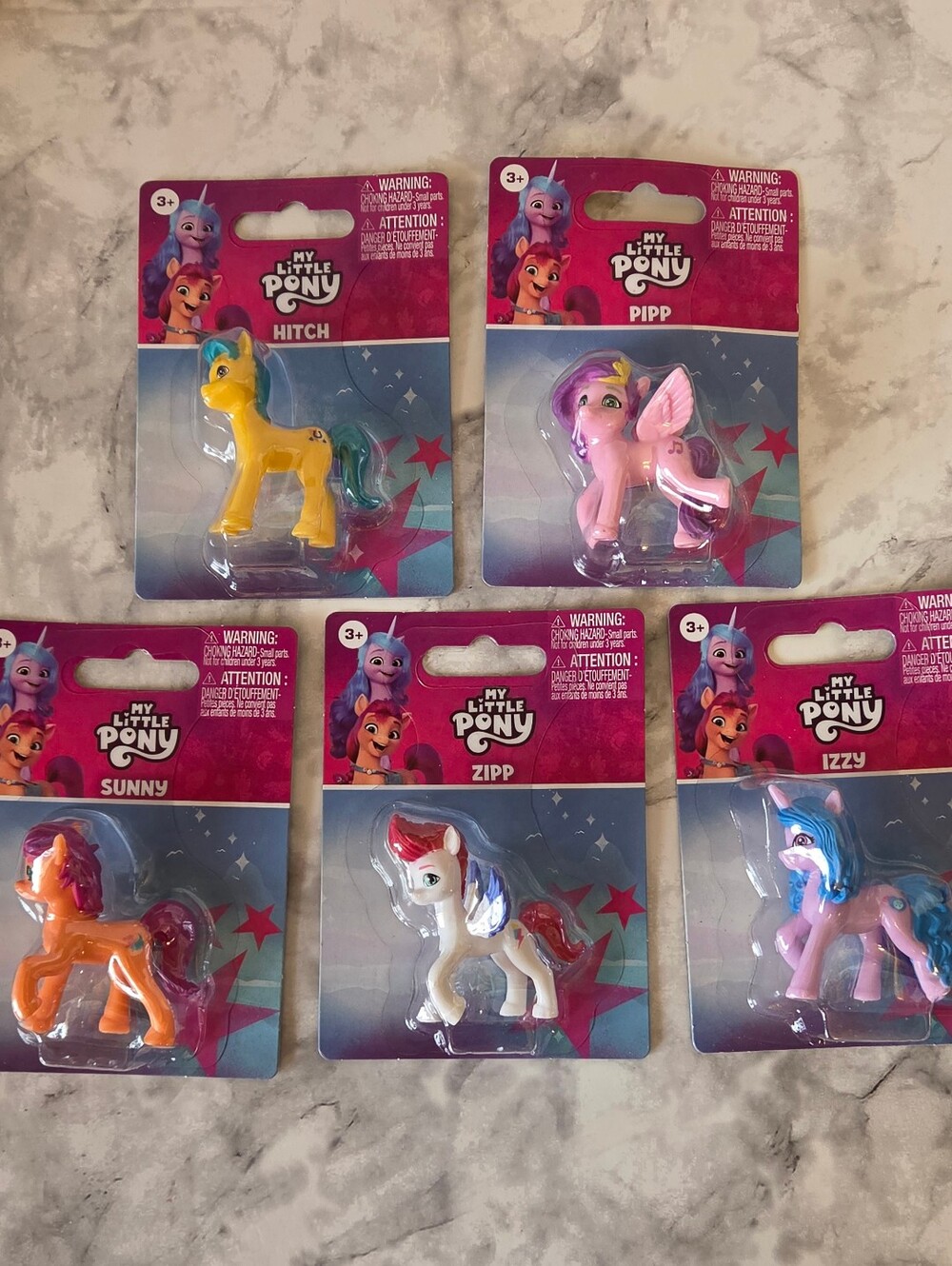 My Little Pony Mini Figures Set of 5 - Yellow, Pink, Orange, White, Blue